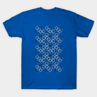 Black and White Circlets Blue T-Shirt